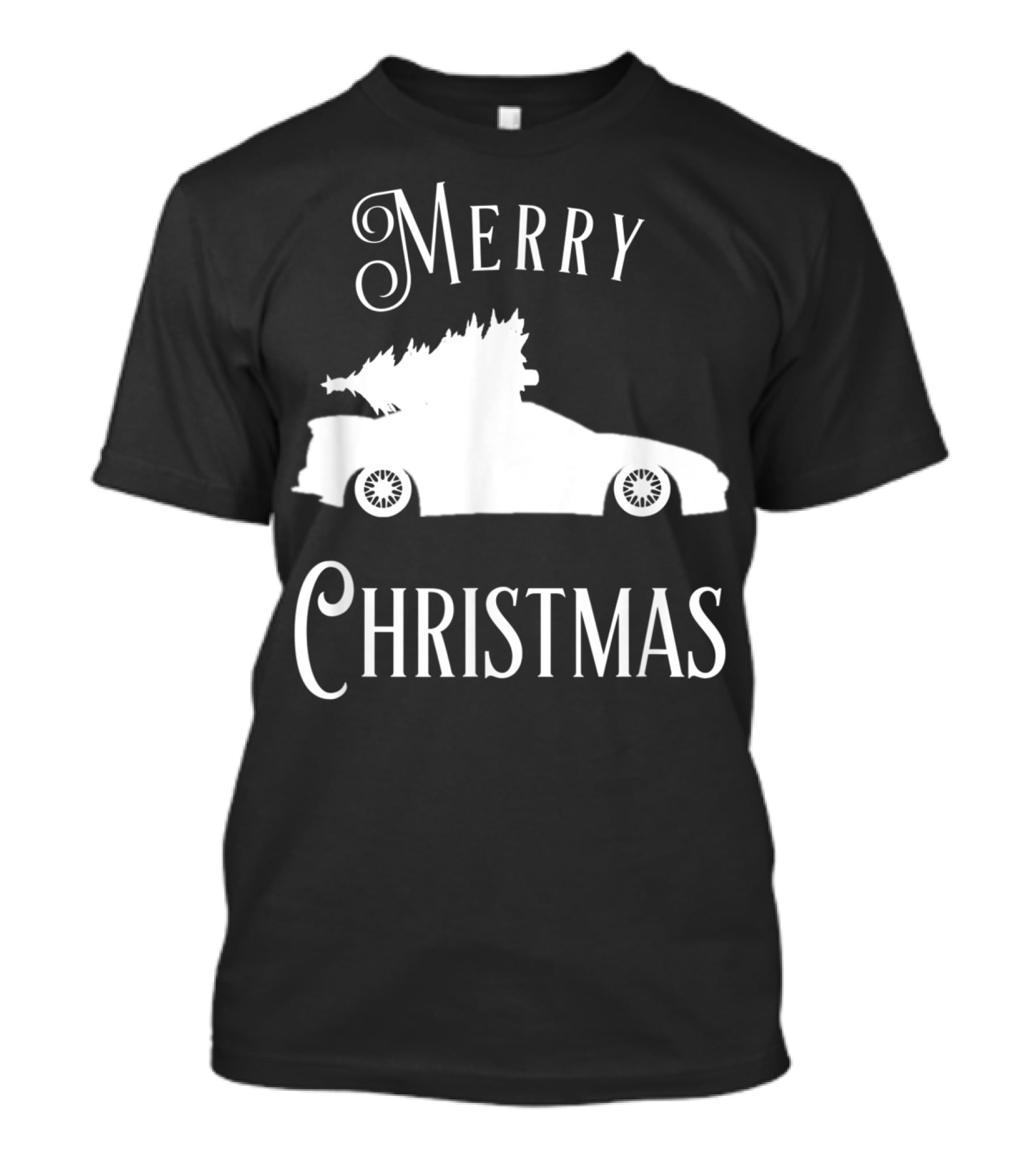 Merry Christmas Tree On Lowered Car T-Shirt
