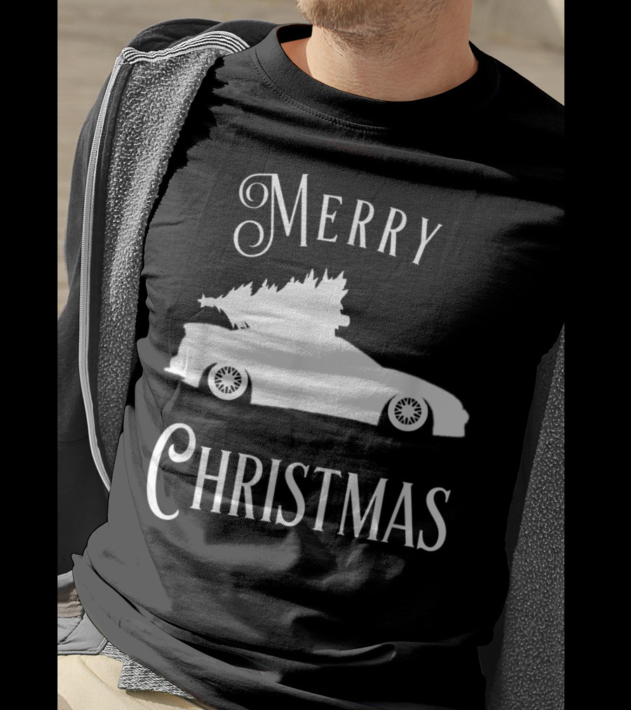 Merry Christmas Tree On Lowered Car T-Shirt