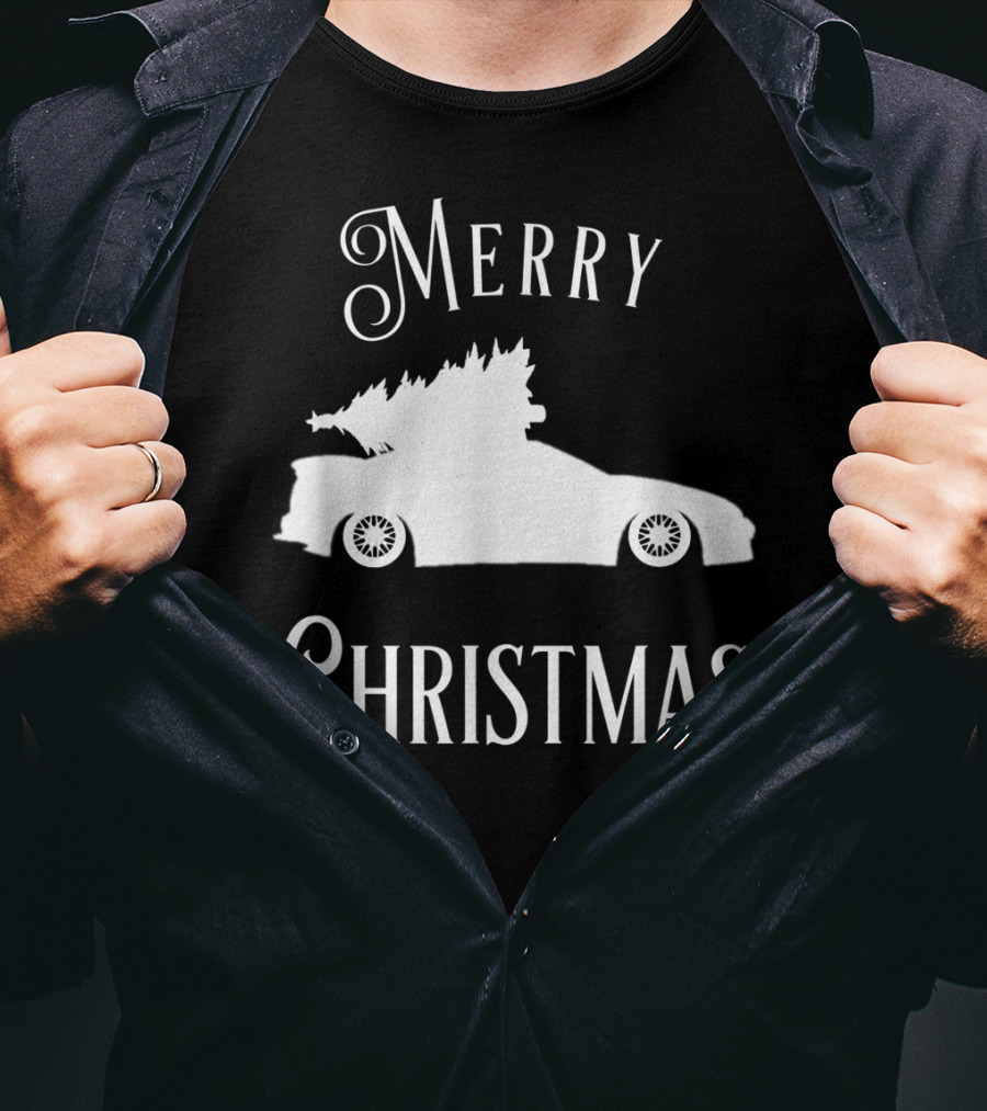 Merry Christmas Tree On Lowered Car T-Shirt