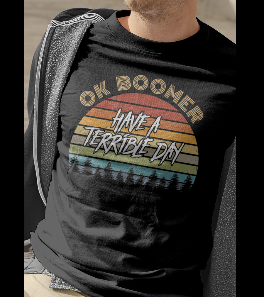 Retro Vintage Sunset Ok Boomer Have A Terrible Day T-Shirt