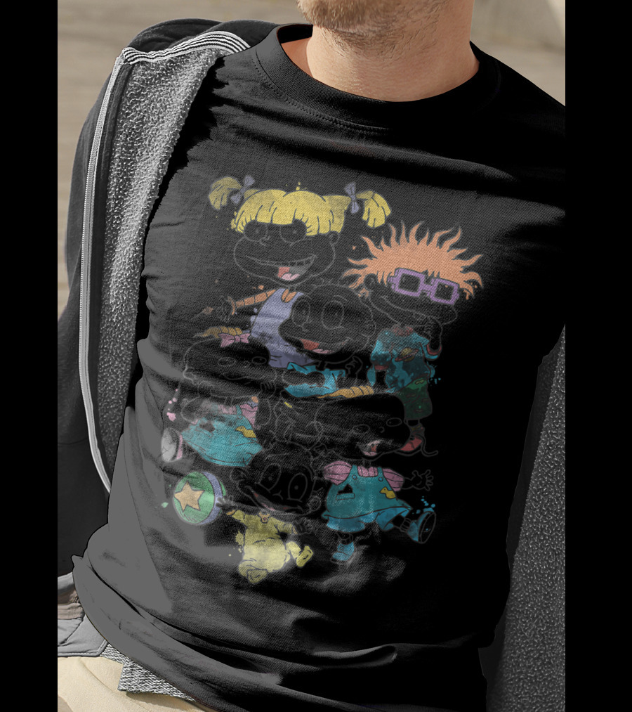 Rugrats Baby Group Watercolor Characters With Bright Outfits And Playful Expressions T-Shirt