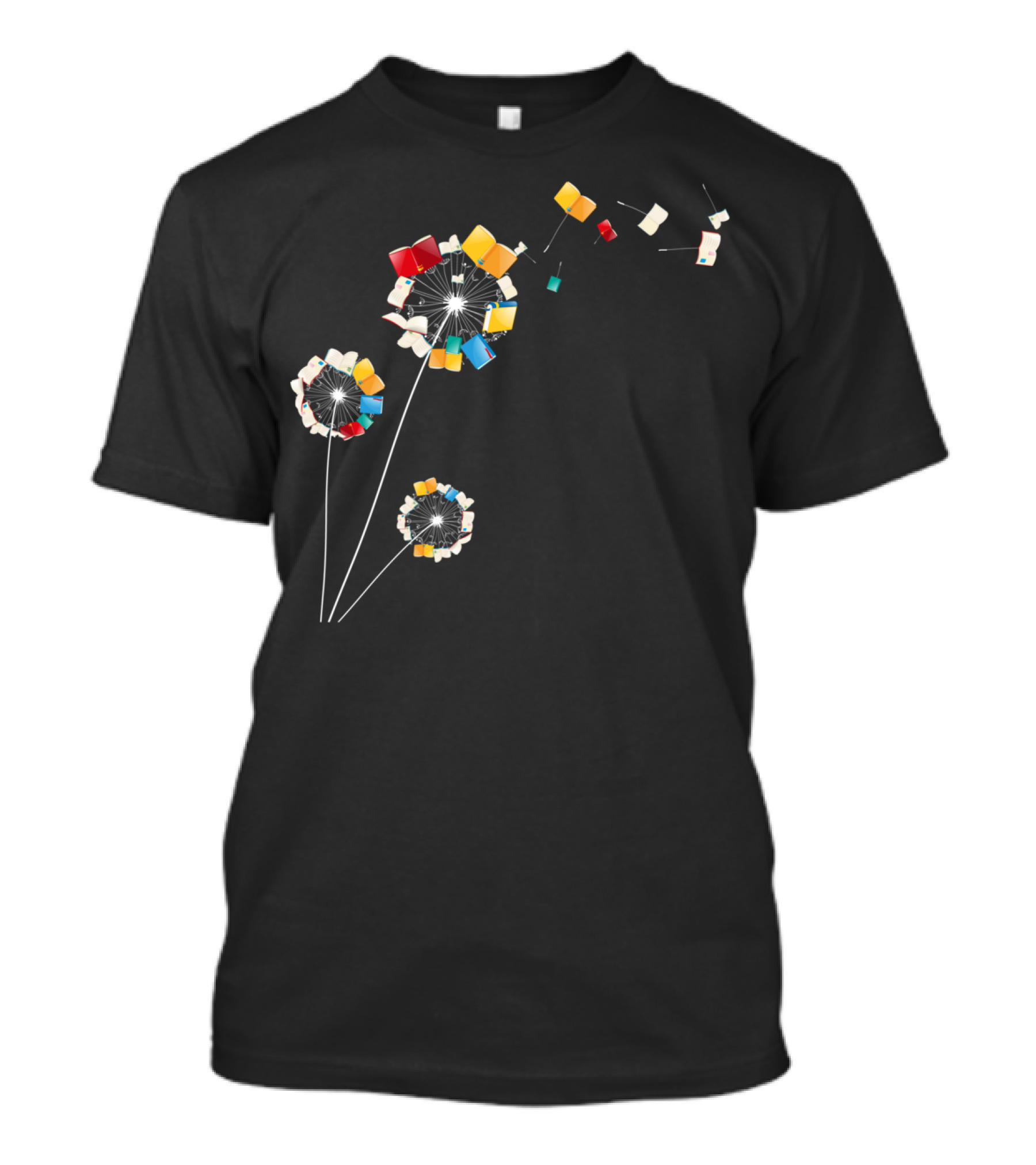 Bookworm Dandelion Blooms Into Whimsical Floral Books T-Shirt