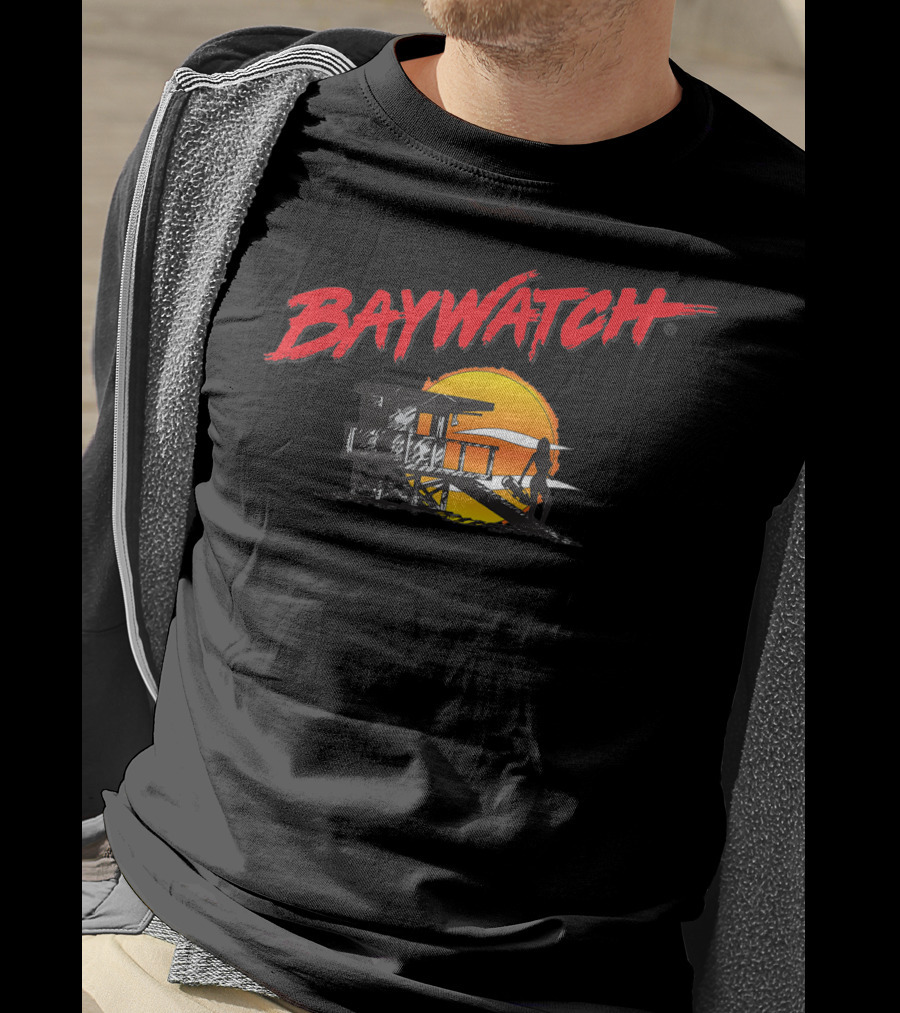 Baywatch Classic Bay And Tower Silhouette At Sunset T-Shirt