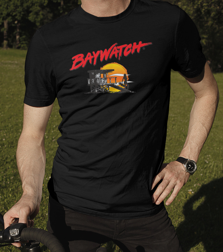 Baywatch Classic Bay And Tower Silhouette At Sunset T-Shirt