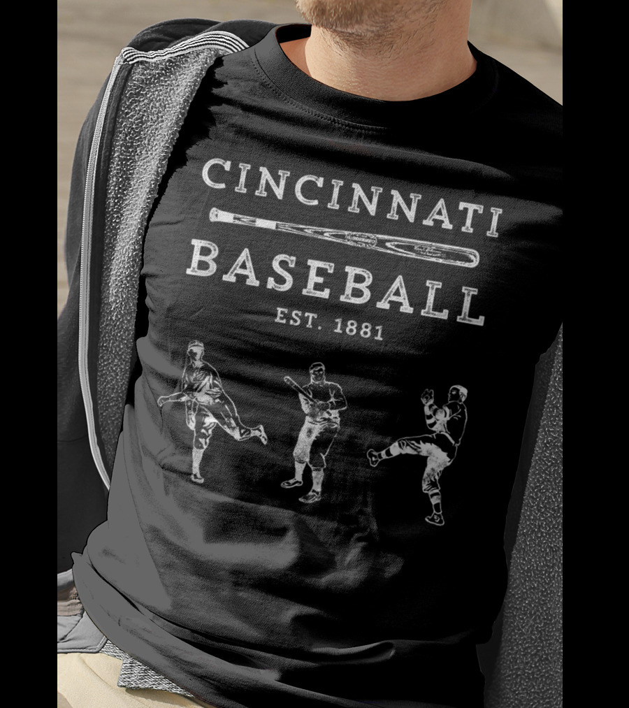 Cincinnati Baseball Est. 1881 Bat And Players T-Shirt