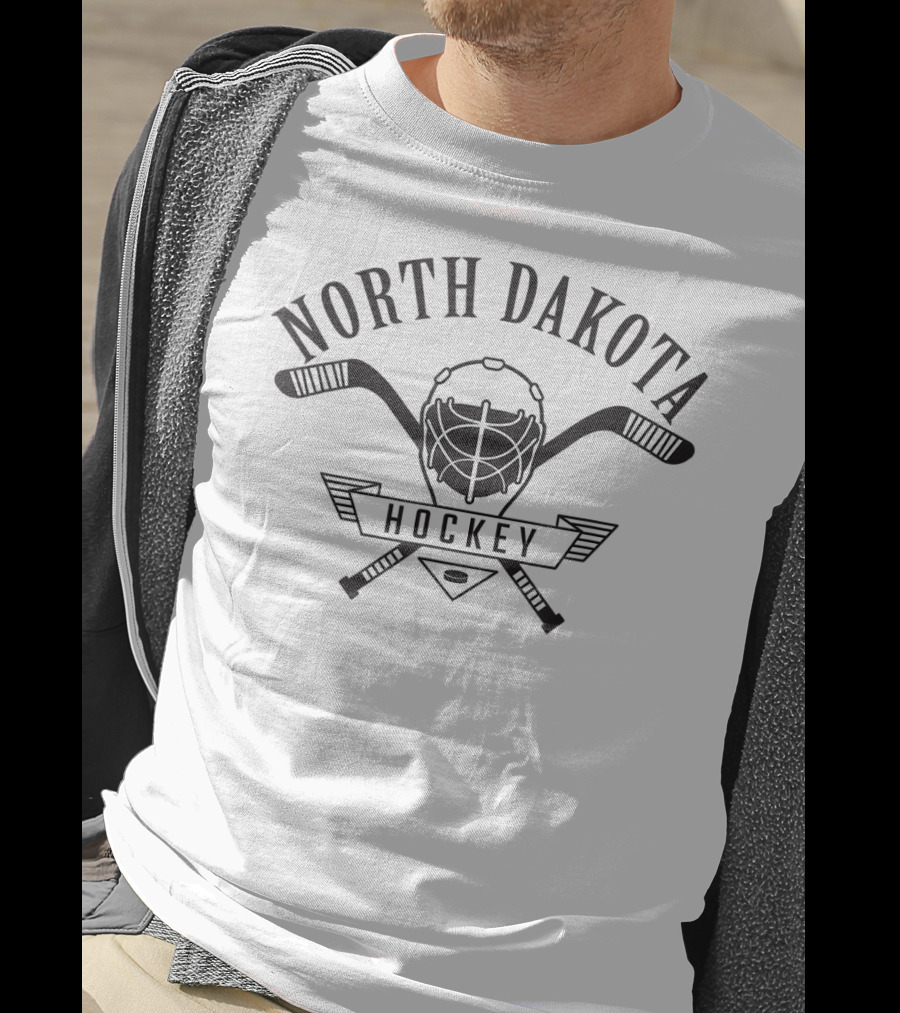 North Dakota Hockey Goalie And Sticks Emblem T-Shirt