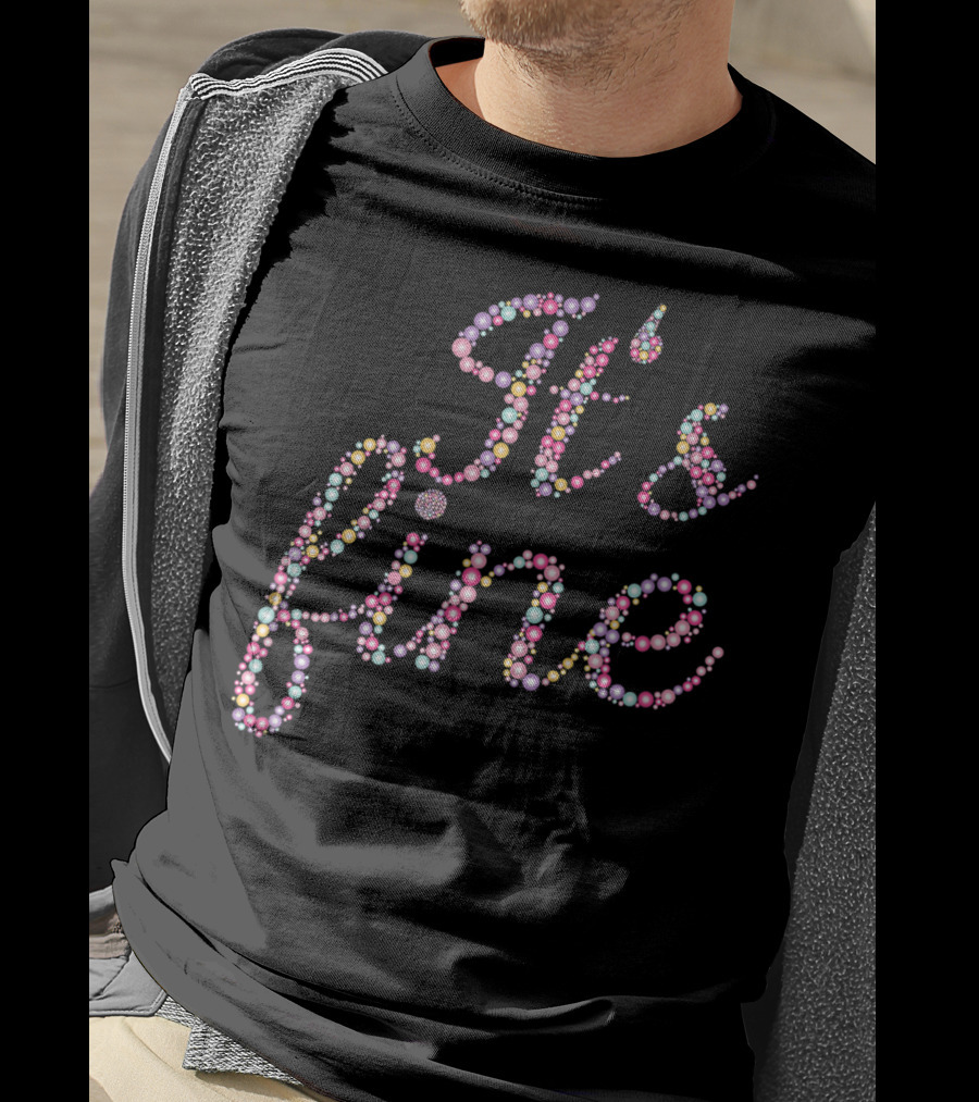 It's Fine Classic Vintage Print Colorful Beaded T-Shirt