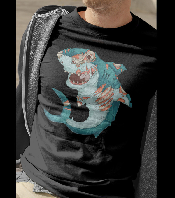 Cool Shark Zombie Funny Lazy Halloween T-Shirt