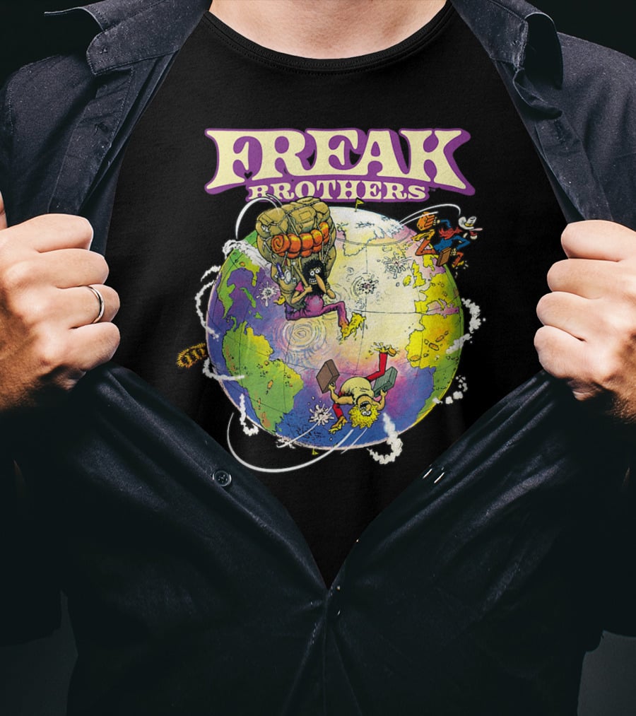 Freak Brothers World Adventures With Cartoon Characters T-Shirt