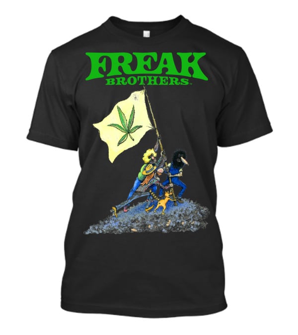 Freak Brothers Raise The Flag Cannabis Leaf Iconic Comic T-Shirt