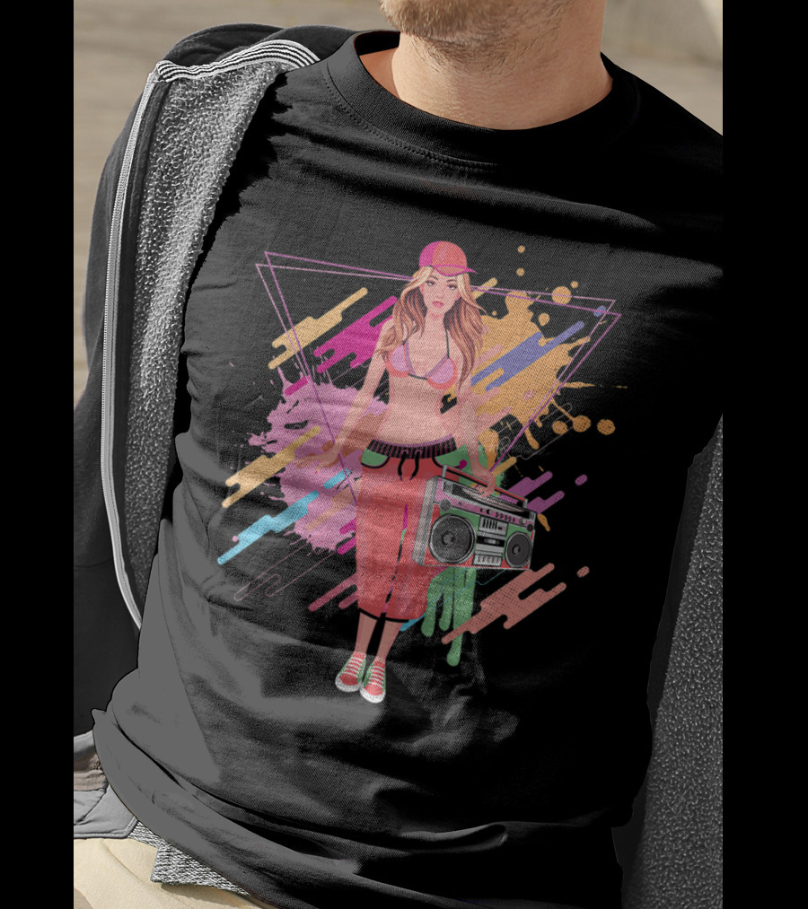 Freestyle Music Street Hip Hop Crew Boombox Girl T-Shirt