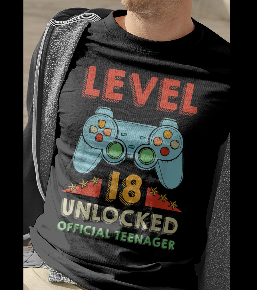 Level 18 Unlocked Official Teenager Gamer Controller T-Shirt