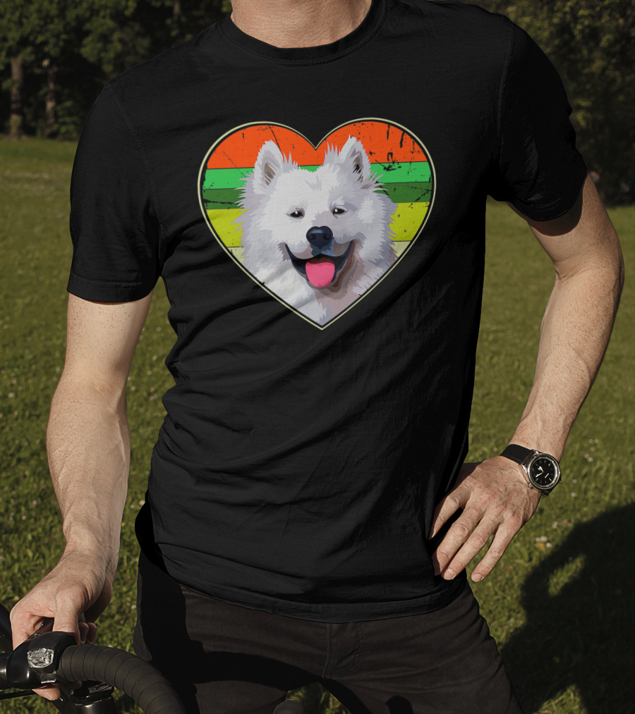 Heart American Eskimo Dog Rainbow Stripes T-Shirt