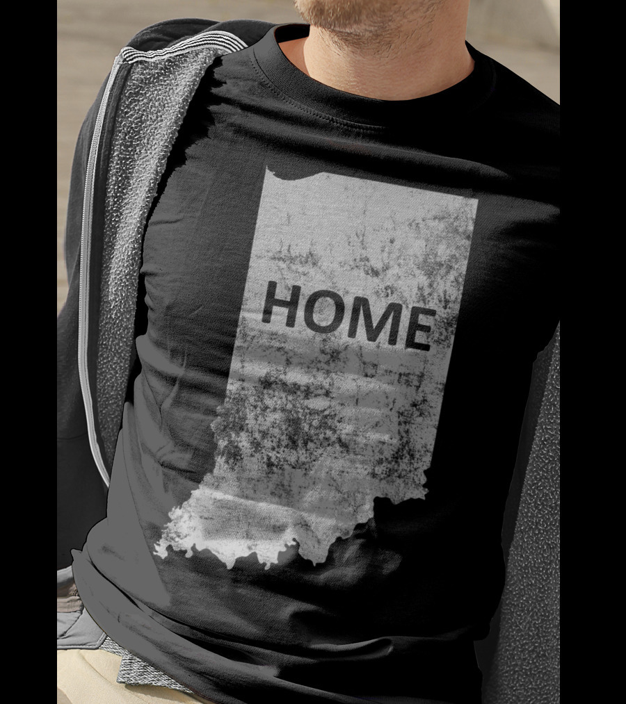 Indiana Home State Grunge Text Map T-Shirt