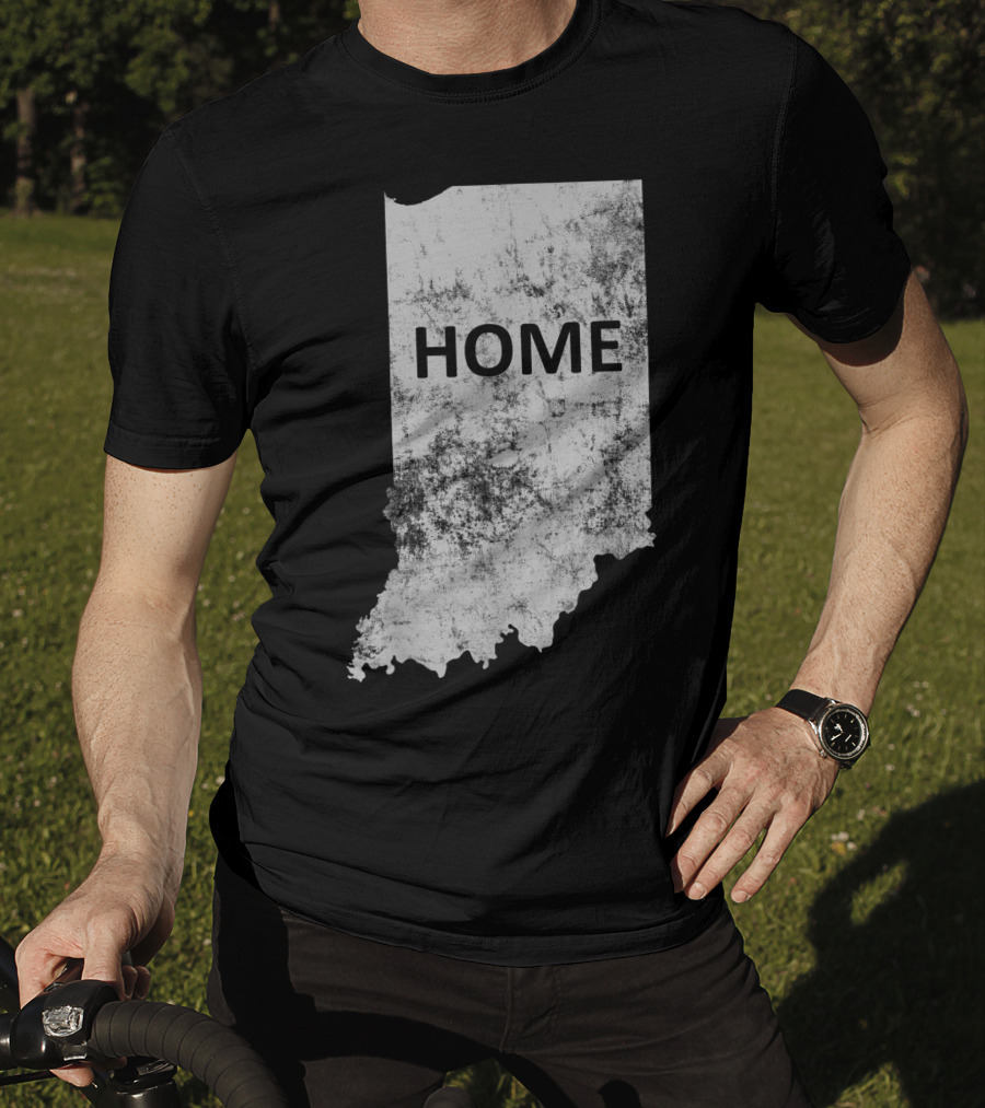 Indiana Home State Grunge Text Map T-Shirt