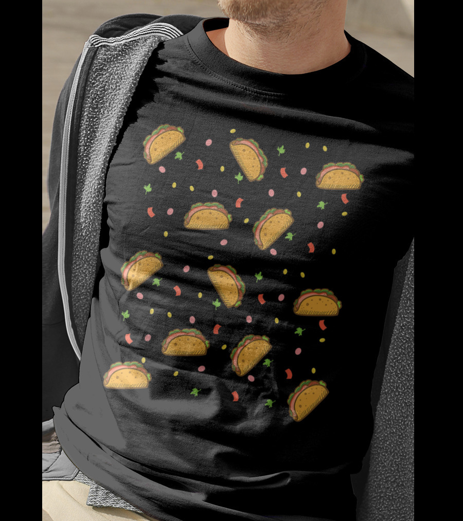 It's Raining Tacos Funny Taco Pattern With Sprinkles And Confetti T-Shirt