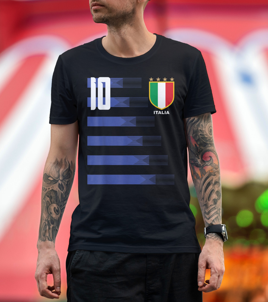 Italia Calcio Soccer Shirt Italian Flag Icon Number 10 T-Shirt