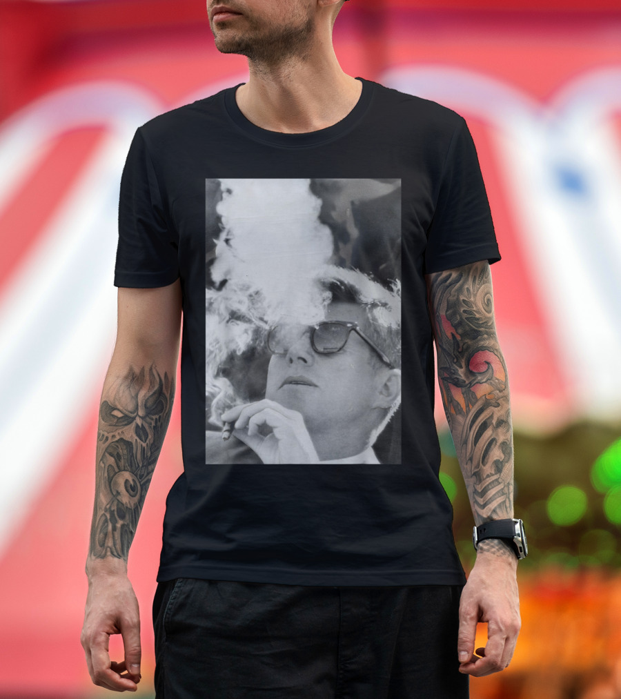 JFK Smoking with Shades John Kennedy Iconic Cigar Image T-Shirt