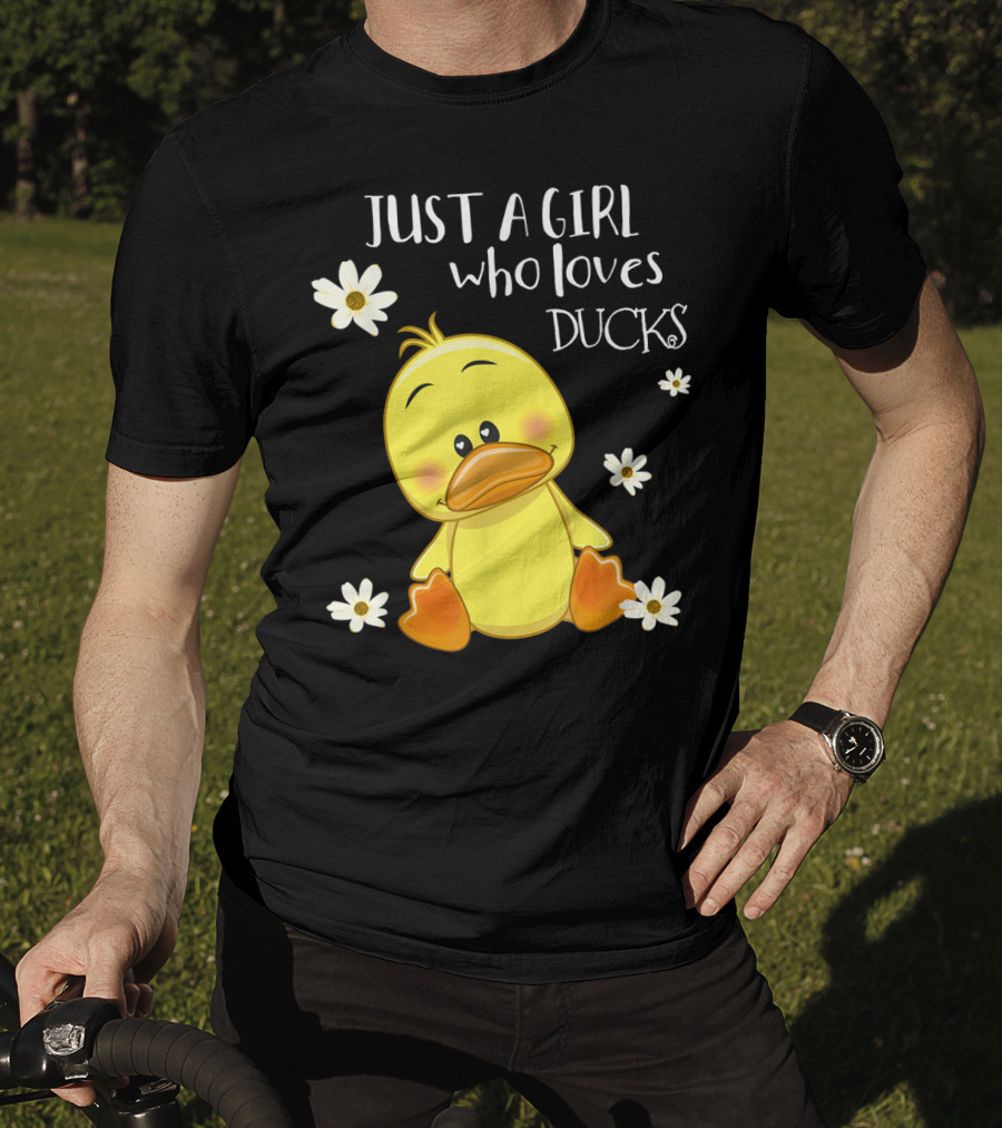 Just A Girl Who Loves Ducks Cute Duck Lover With Flowers T-Shirt