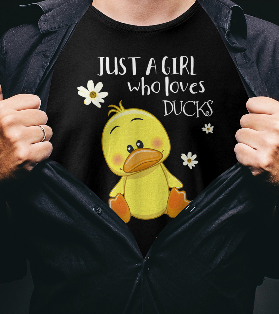 Just A Girl Who Loves Ducks Cute Duck Lover With Flowers T-Shirt