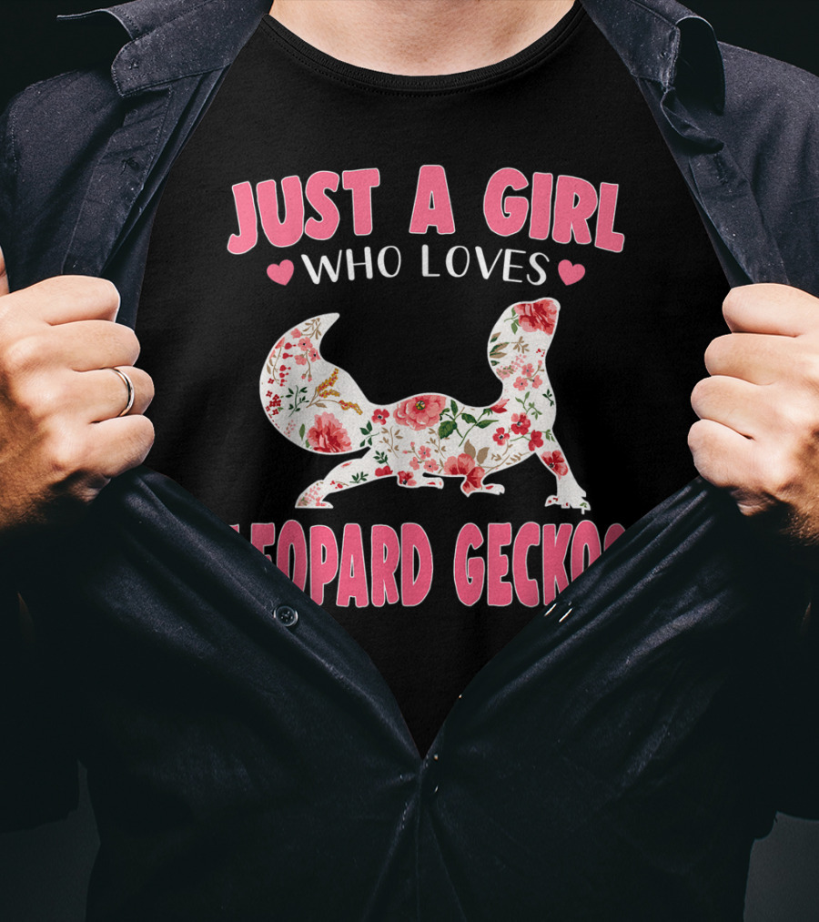 Just A Girl Who Loves Leopard Geckos Floral Heart T-Shirt