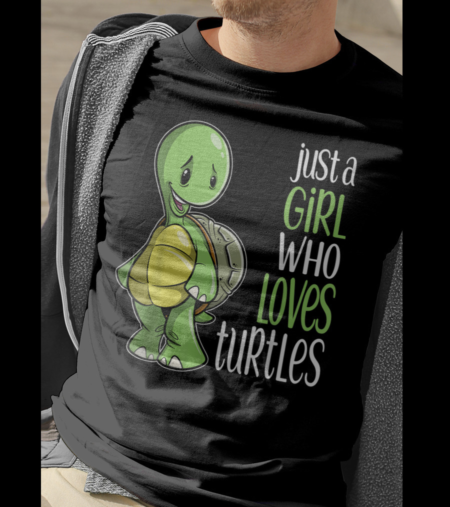Just A Girl Who Loves Turtles Cute Cartoon T-Shirt