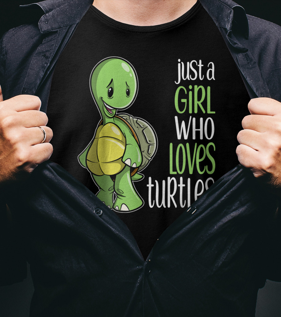 Just A Girl Who Loves Turtles Cute Cartoon T-Shirt