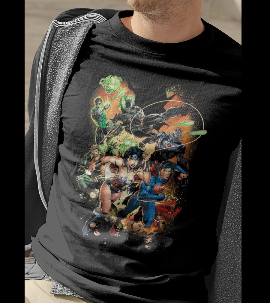 Justice League Battle Ready Heroes In Action T-Shirt