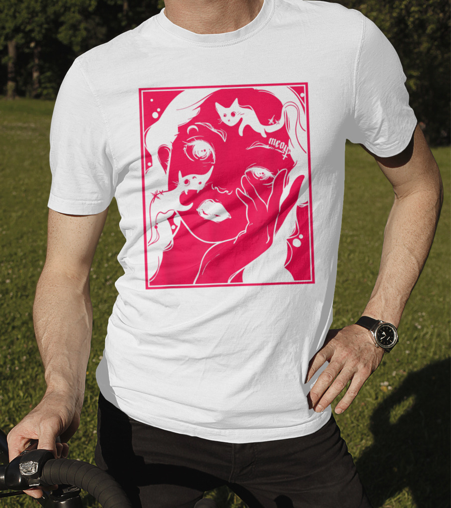 Kawaii Soft Grunge Egirl Aesthetic Harajuku Meow Black Cat Motif T-Shirt