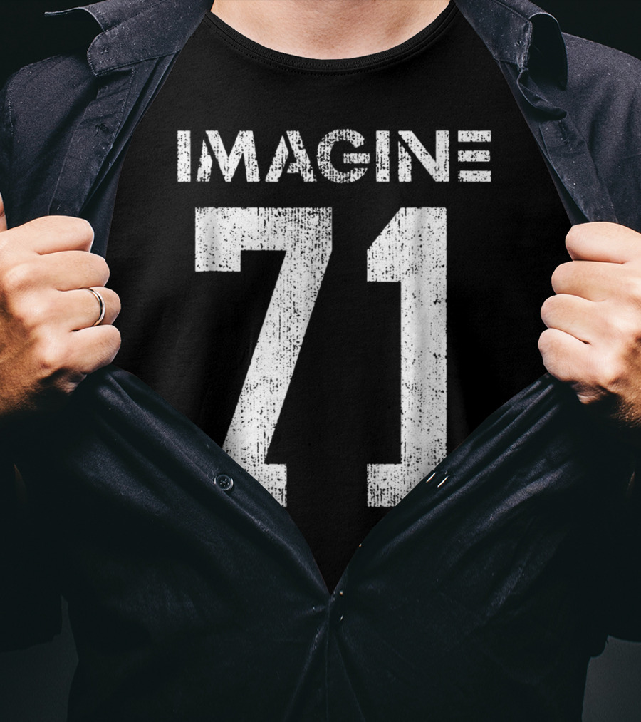 IMAGINE 71 Mens White Retro Style Shirt Sportswear T-Shirt