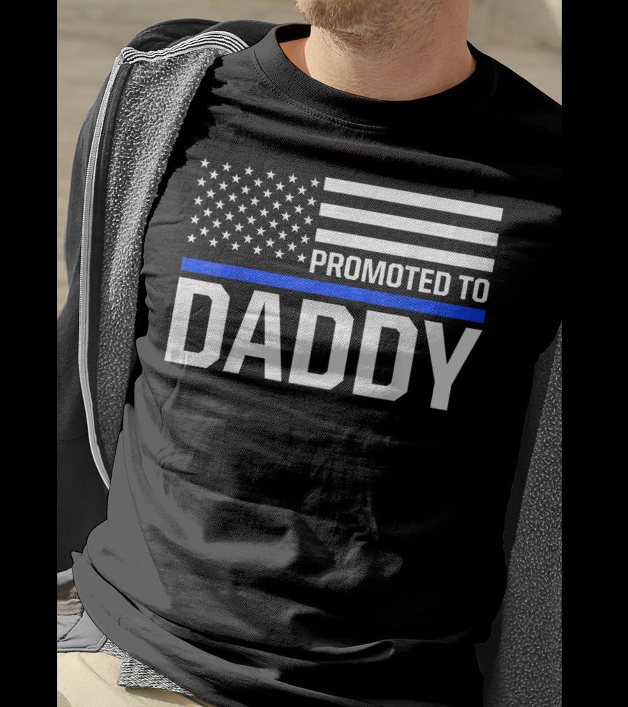 Mens Promoted To Daddy First Time Dad To Be Police Law Enforcement T-Shirt