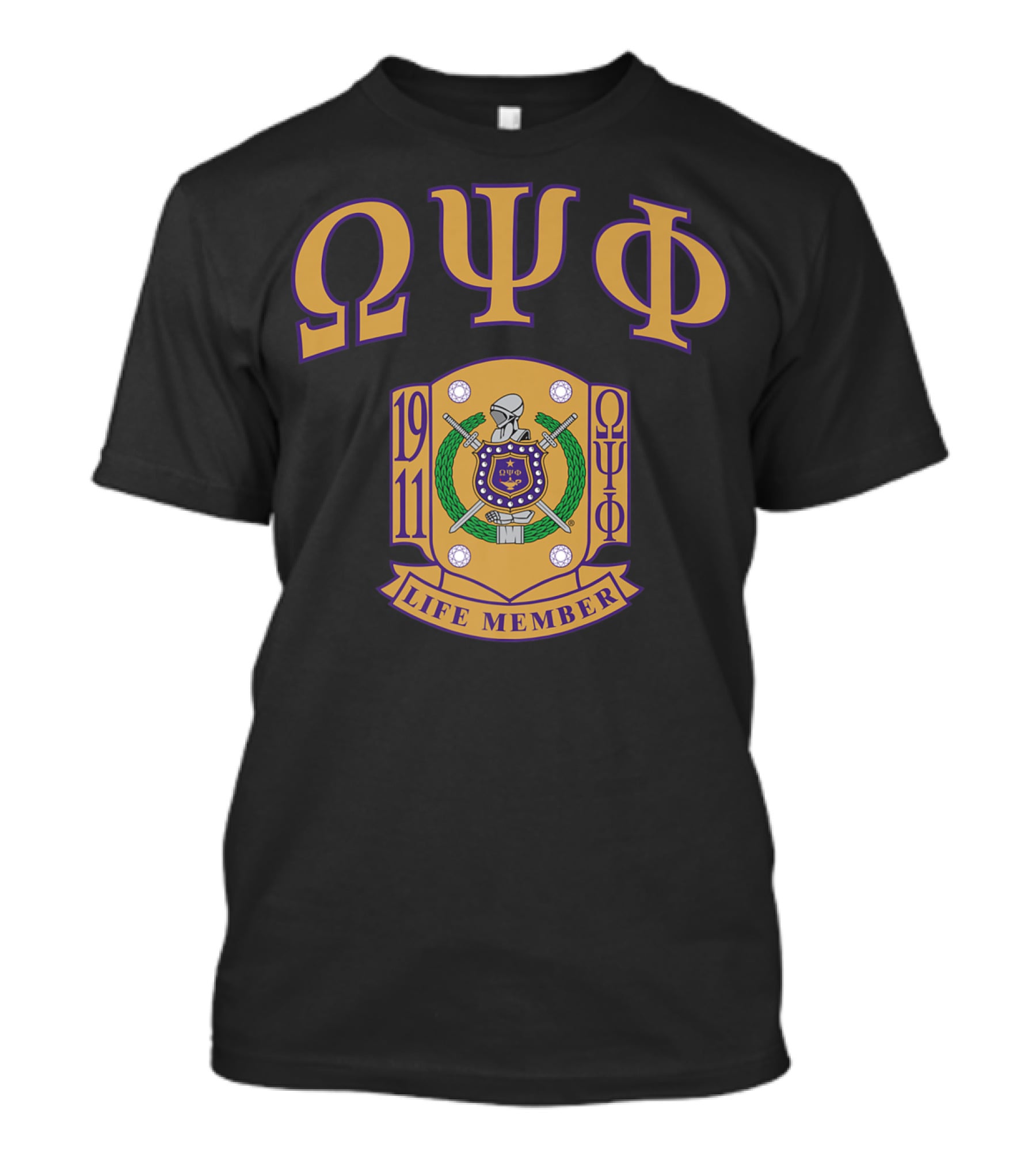 Omega Psi Phi Fraternity Inc 1911 Life Member Crest T-Shirt