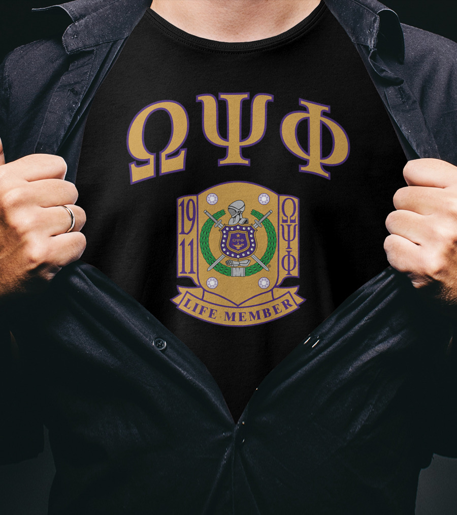 Omega Psi Phi Fraternity Inc 1911 Life Member Crest T-Shirt
