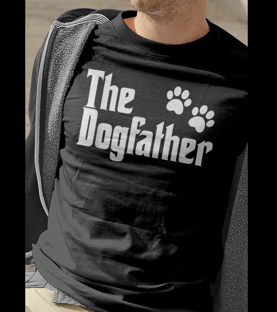 The Dogfather With Paw Prints Text T-Shirt