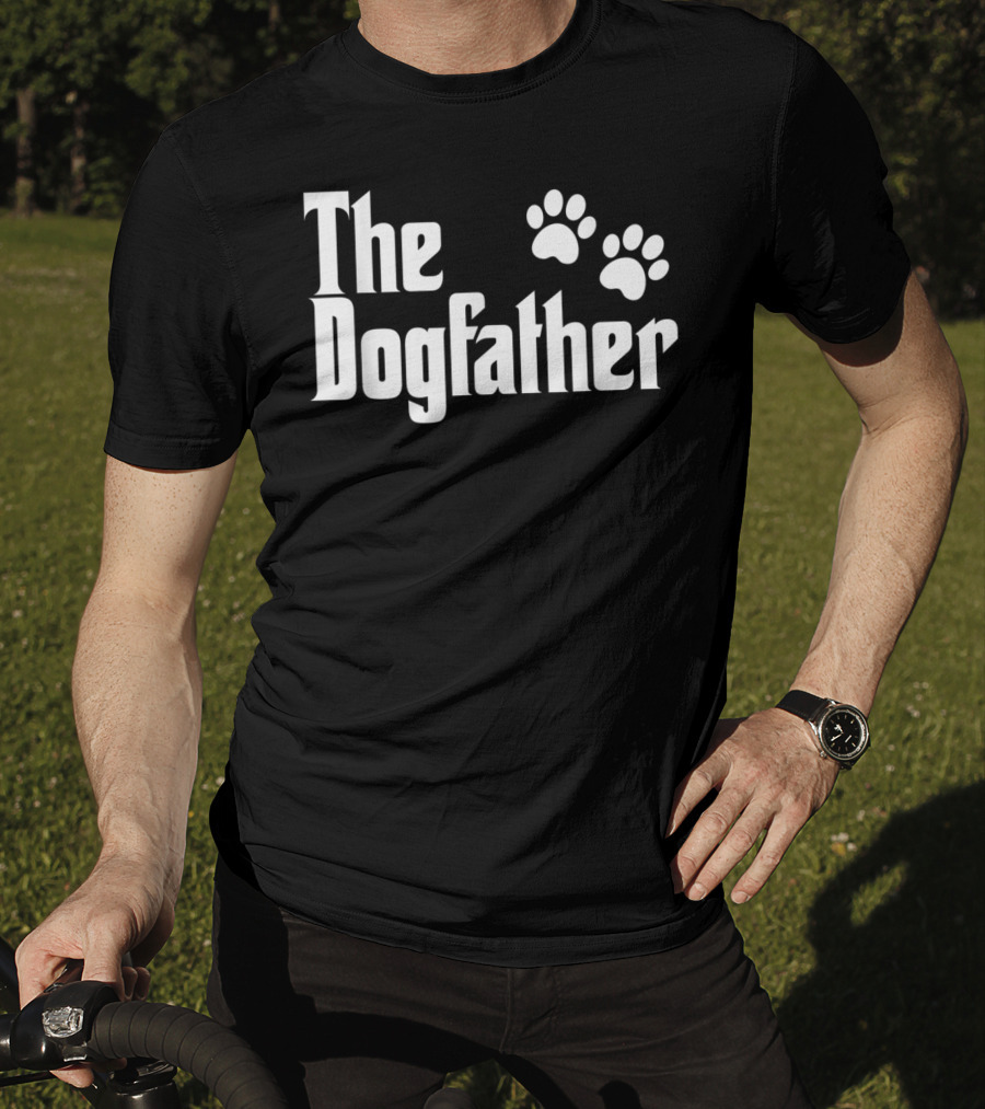 The Dogfather With Paw Prints Text T-Shirt