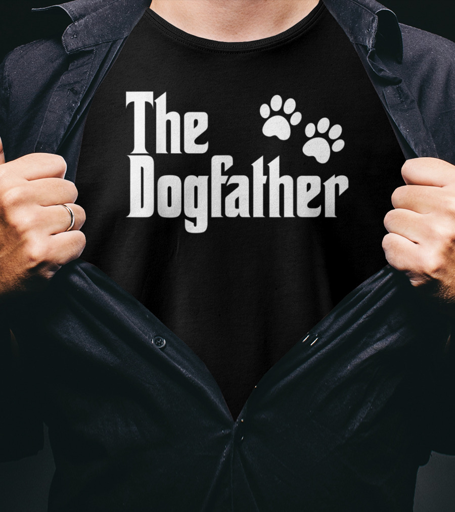 The Dogfather With Paw Prints Text T-Shirt