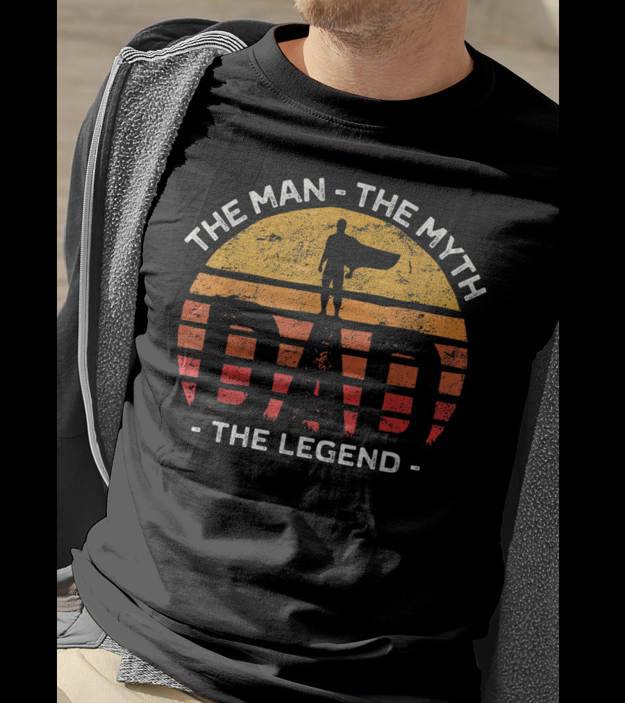 The Man The Myth The Legend Dad Superhero Silhouette Sunset T-Shirt