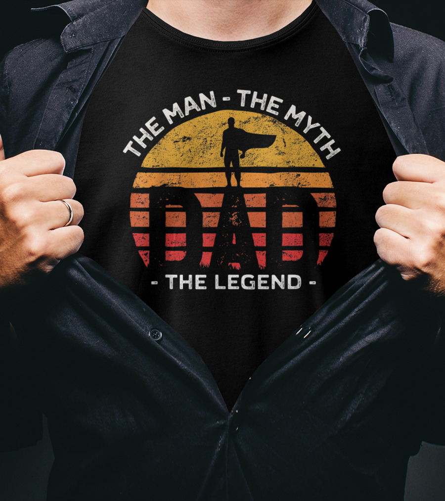 The Man The Myth The Legend Dad Superhero Silhouette Sunset T-Shirt