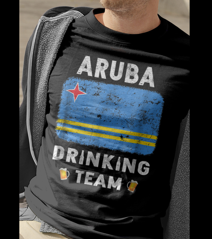 Aruba Drinking Team Country Alcohol Beer Flag And Beer Mugs T-Shirt