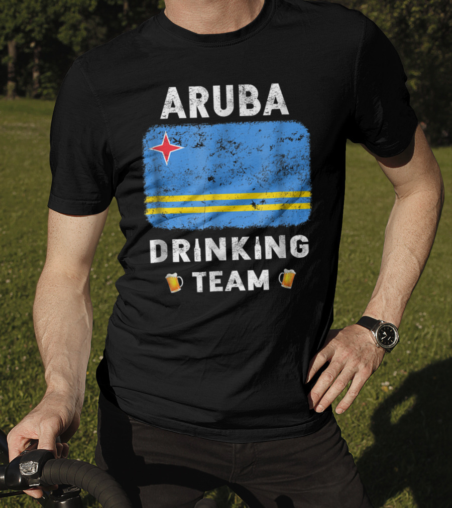 Aruba Drinking Team Country Alcohol Beer Flag And Beer Mugs T-Shirt