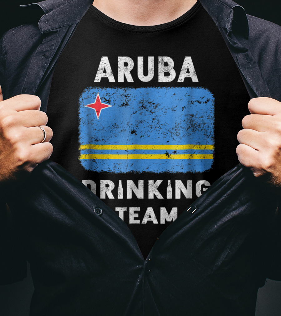 Aruba Drinking Team Country Alcohol Beer Flag And Beer Mugs T-Shirt