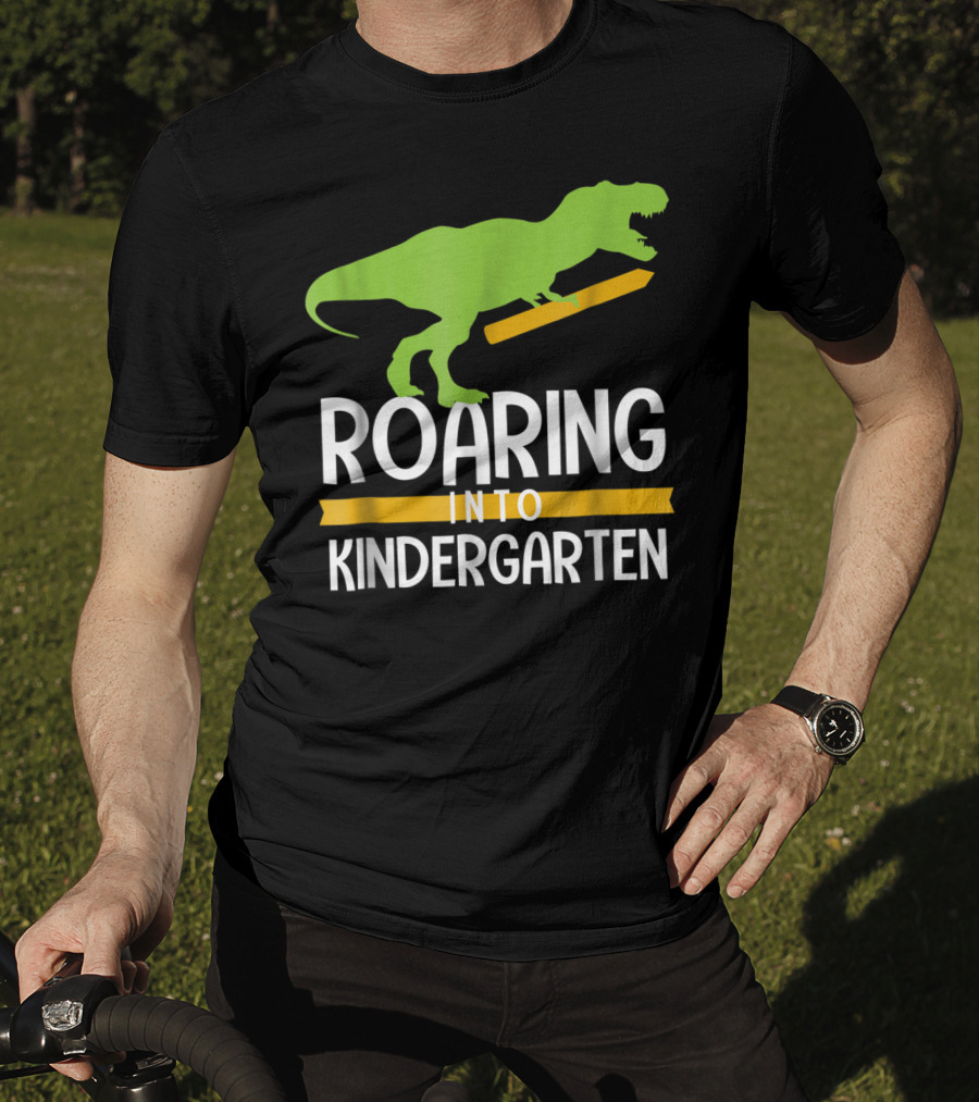 Roaring Into Kindergarten Back To School Dinosaur T-Shirt