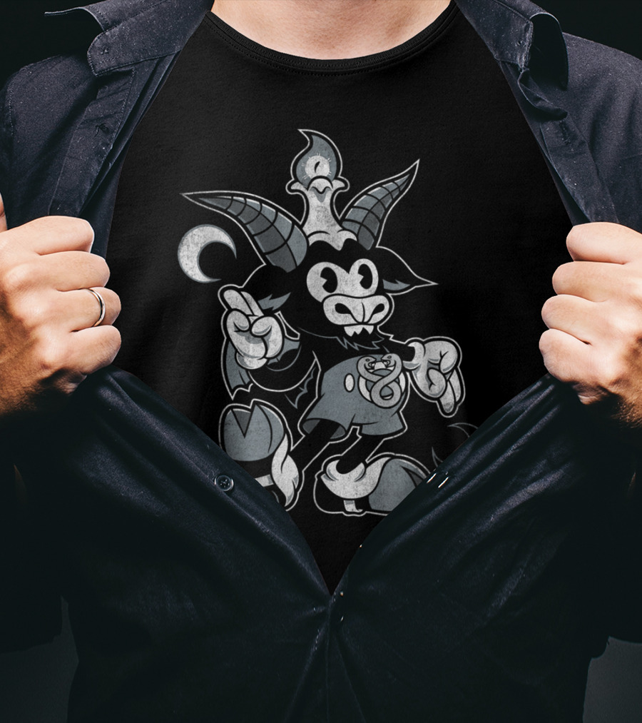 Baphomet Occult Cartoon Goat Character T-Shirt
