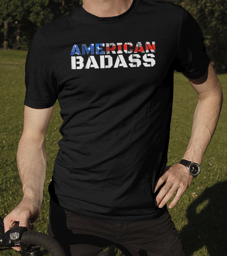 American Badass USA Flag Patriotic T-Shirt
