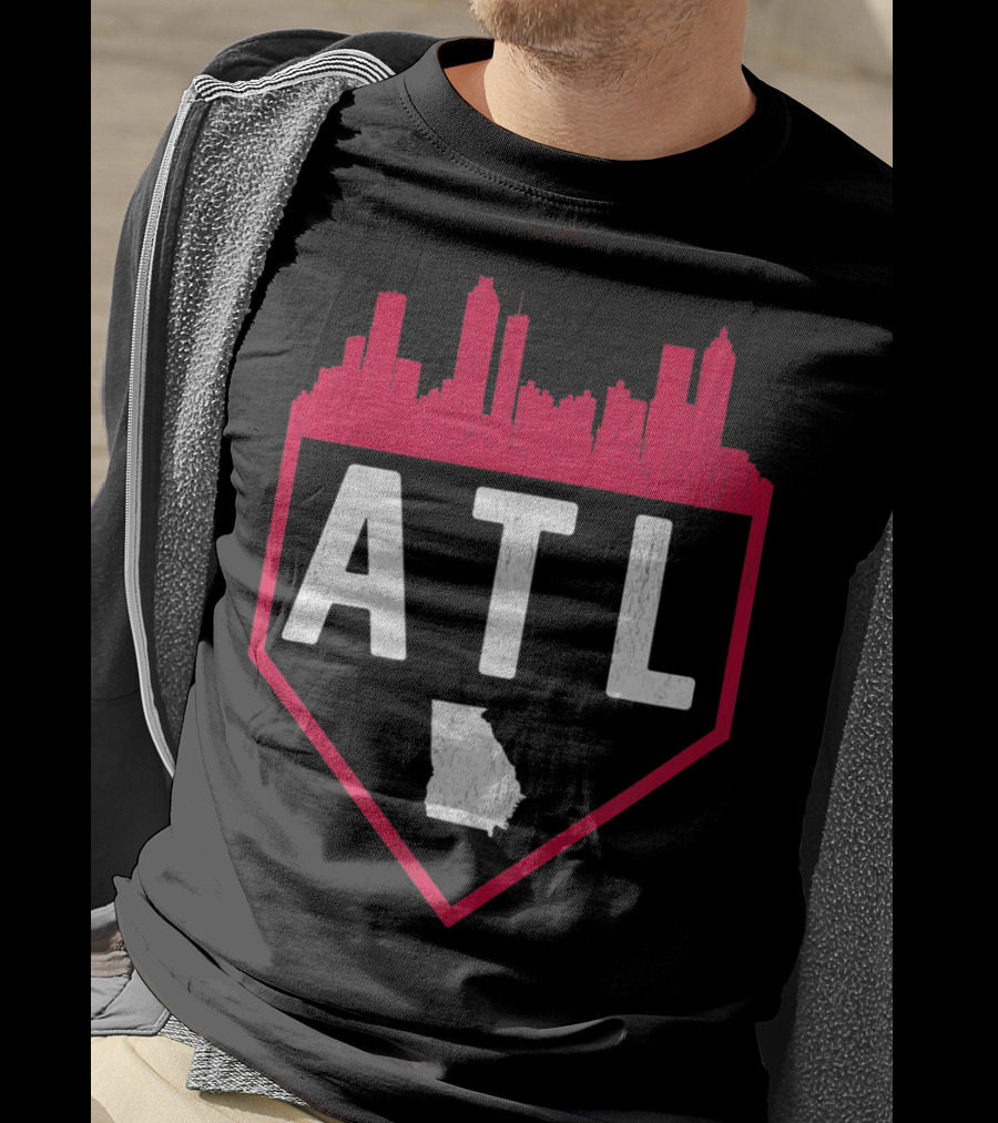ATL Skyline Home Plate Atlanta Baseball Vintage Georgia T-Shirt
