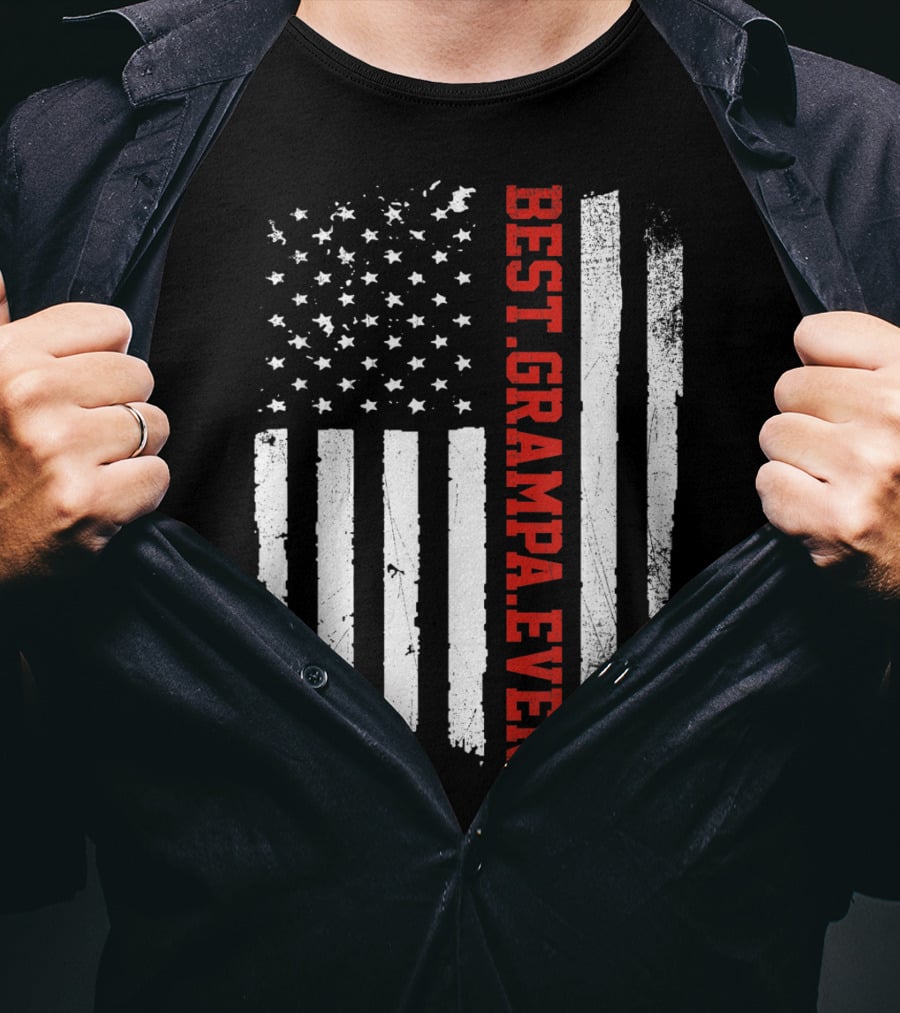 Best Grampa Ever Vintage USA Flag American T-Shirt
