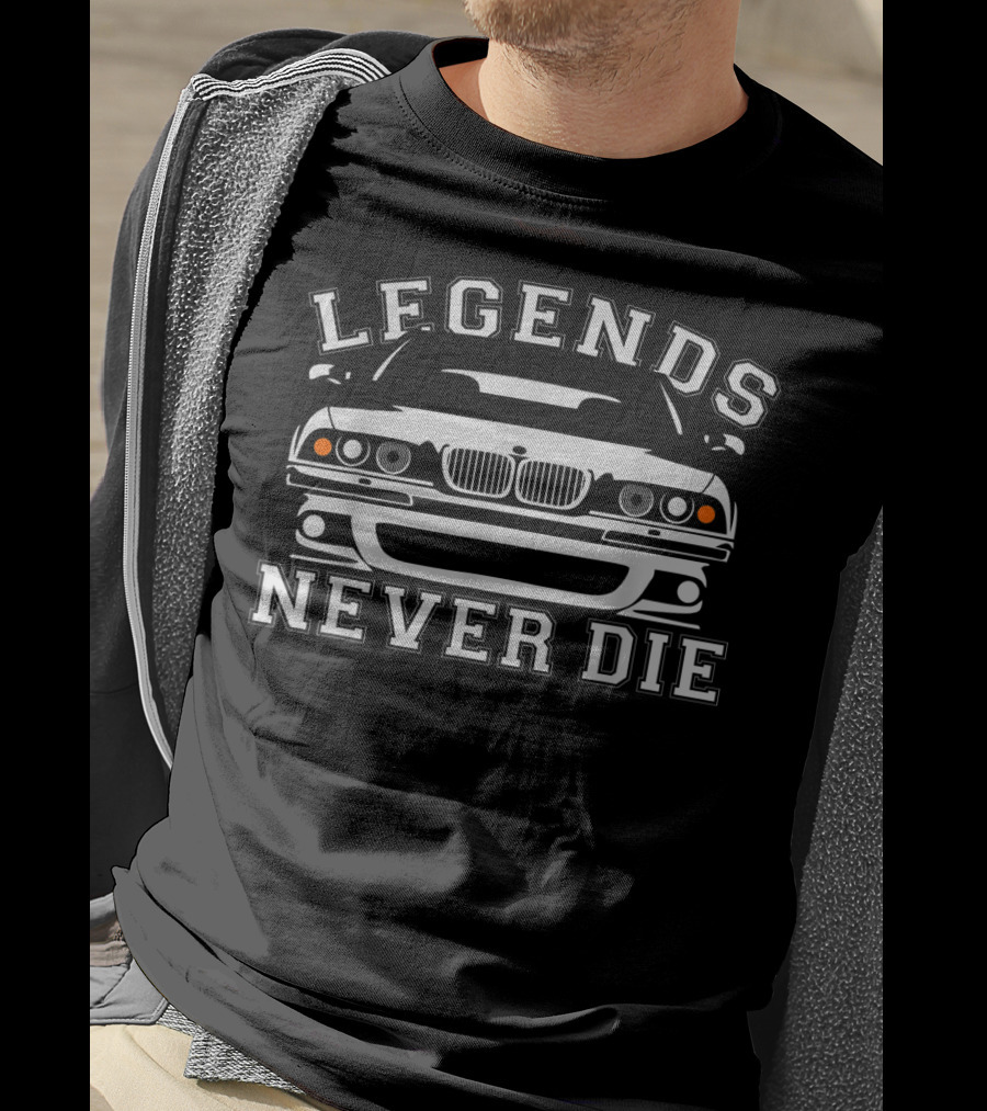 Bimmer E39 Legends Never Die Car Front View T-Shirt