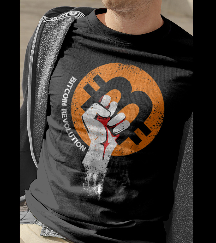 Bitcoin Cryptocurrency BTC Revolution Fist T-Shirt