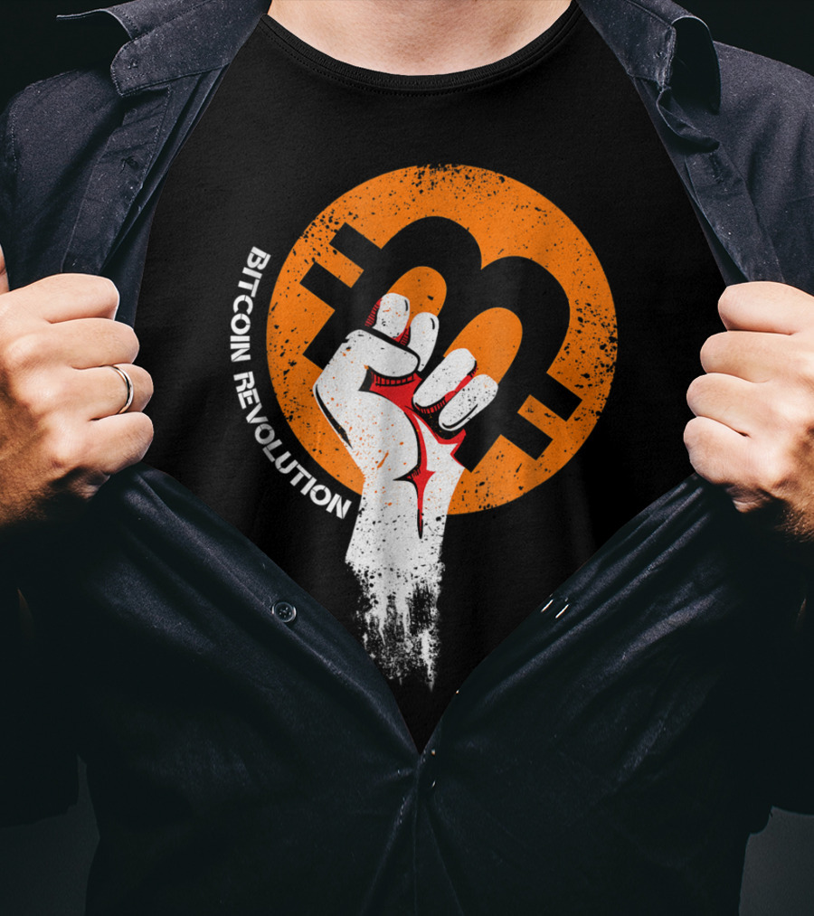 Bitcoin Cryptocurrency BTC Revolution Fist T-Shirt