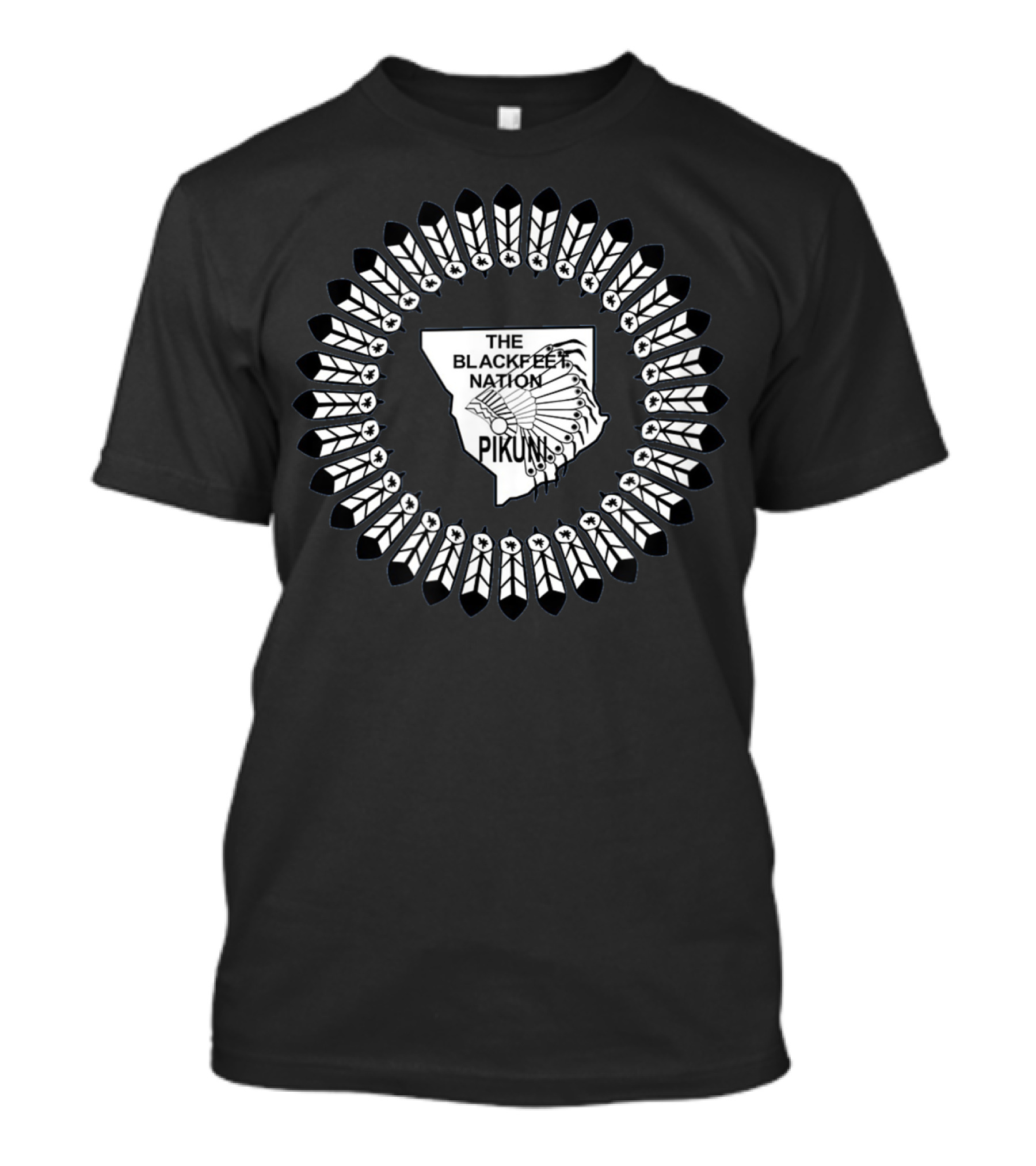 The Blackfeet Nation Pikunii Flag Emblem With Feathers T-Shirt